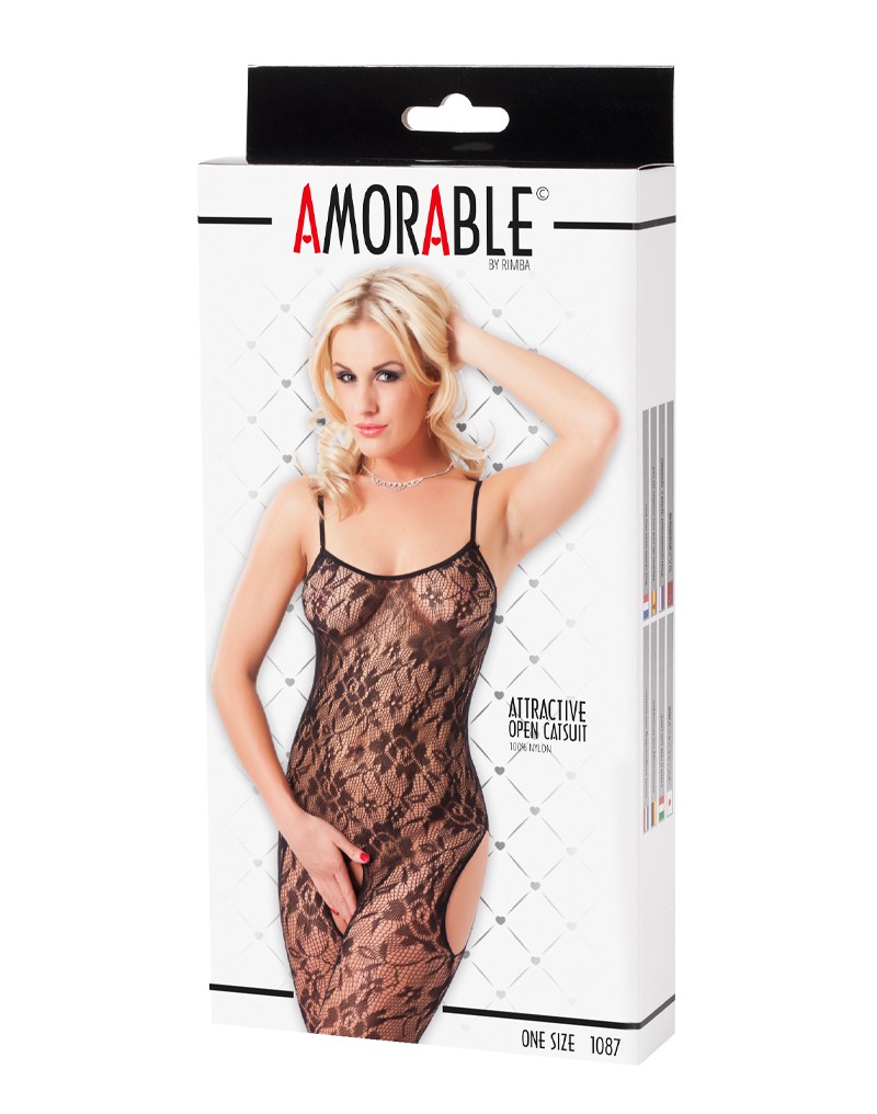 Amorable by Rimba – Offener Catsuit – One Size – Schwarz