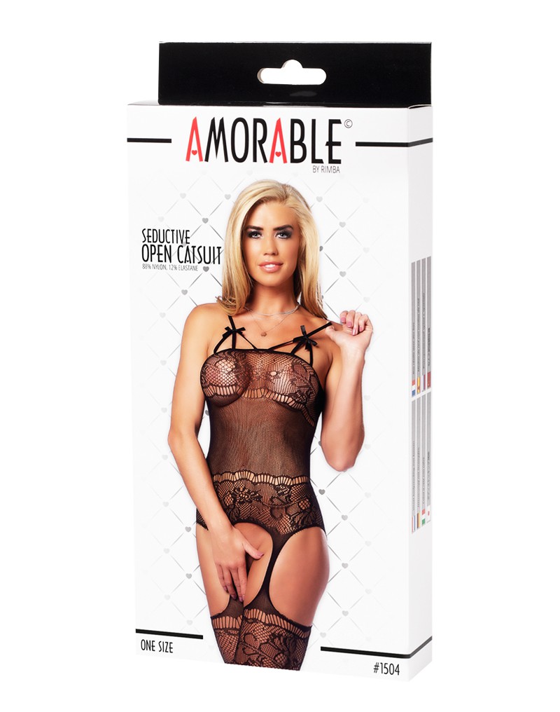 Amorable by Rimba – Offener Catsuit – One Size – Schwarz