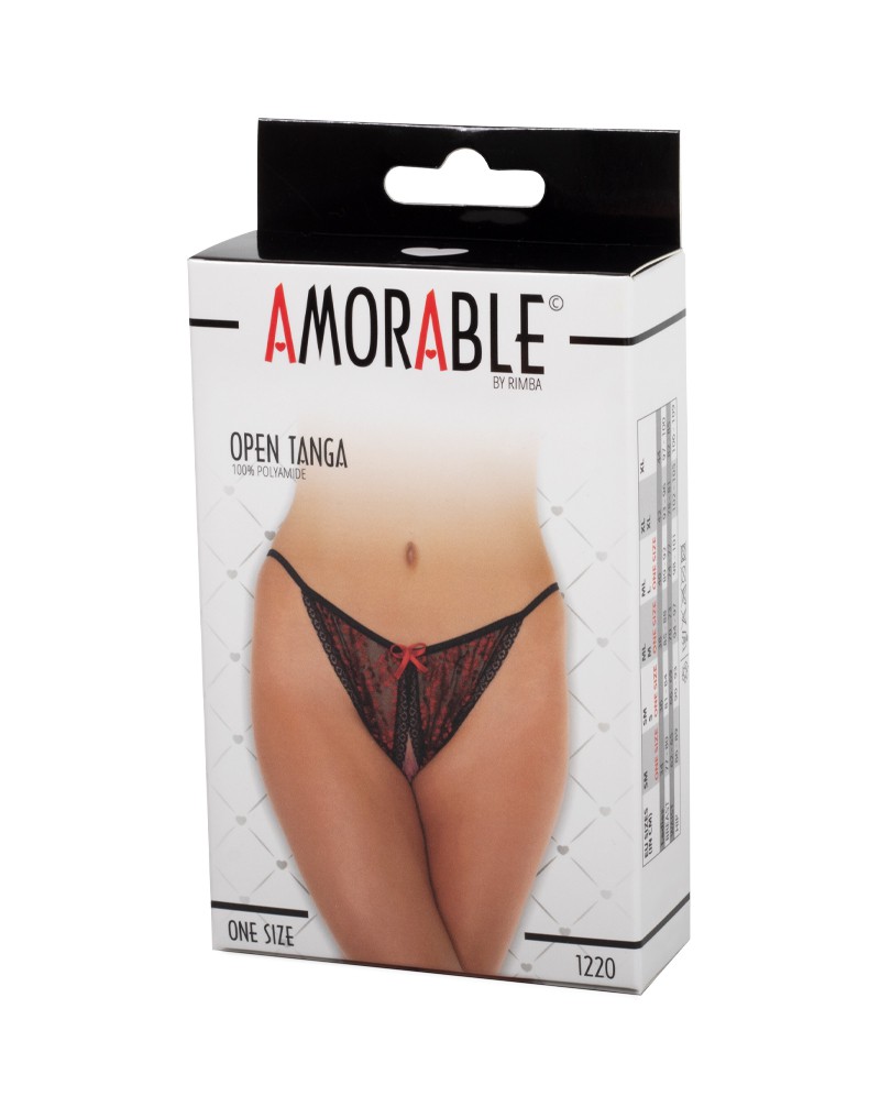 Amorable by Rimba – Open Tanga – One Size – Schwarz / Rot