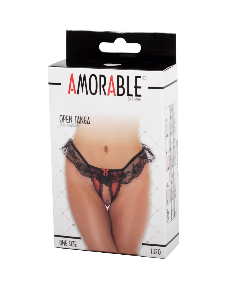 Amorable by Rimba – Offener String – One Size – Schwarz / Rot