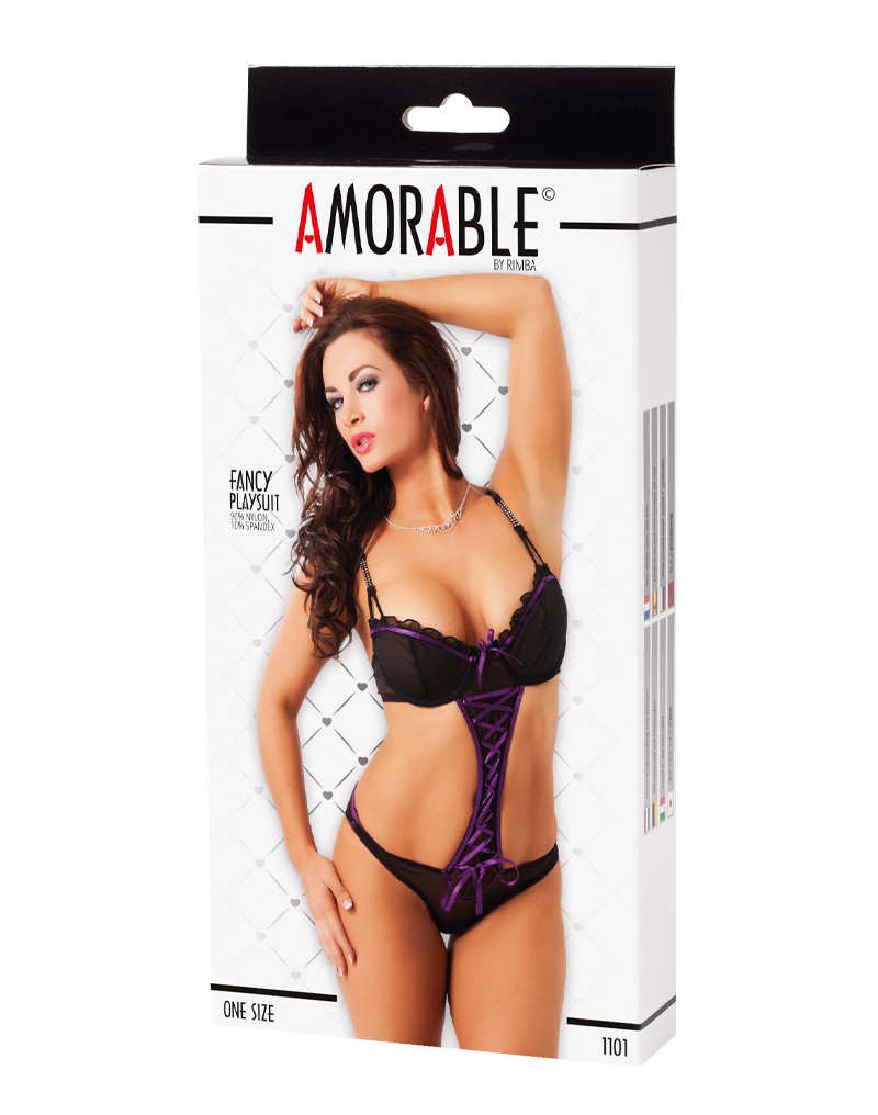 Amorable by Rimba – Playsuit – One Size – Schwarz / Lila