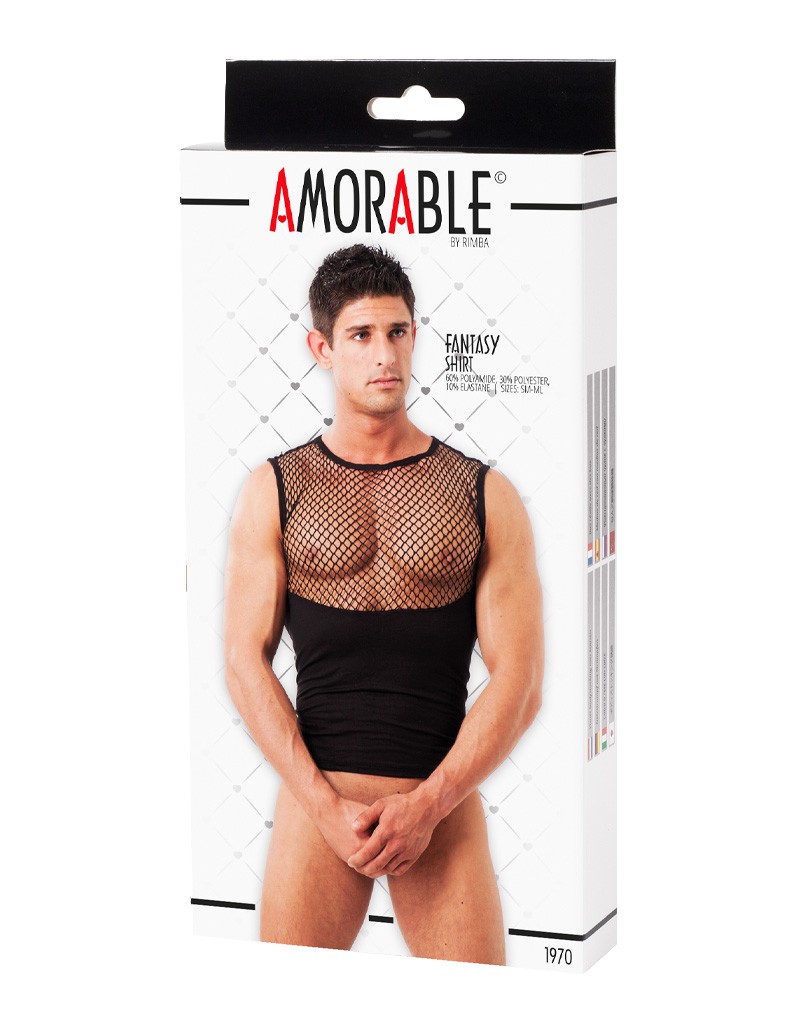 Amorable by Rimba – Tanktop mit Netz – Schwarz