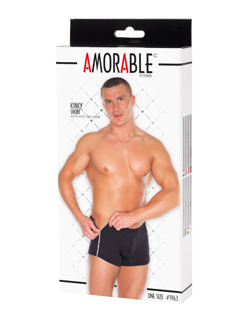 Amorable by Rimba – Boxershorts mit 2 Reißverschlüssen – One Size – Schwarz