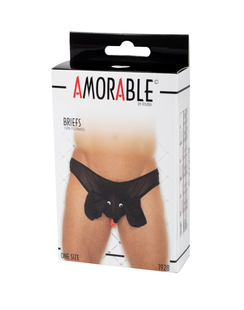 Amorable by Rimba – Transparenter Slip mit Hundekopf – One Size – Schwarz