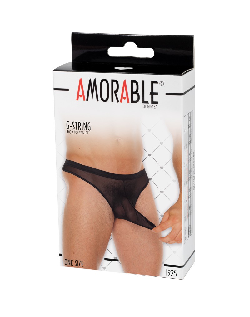 Amorable by Rimba – Transparenter String mit Auslauf – One Size – Schwarz