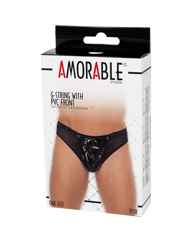Amorable by Rimba – Transparenter String mit Lack-Optik – One Size – Schwarz