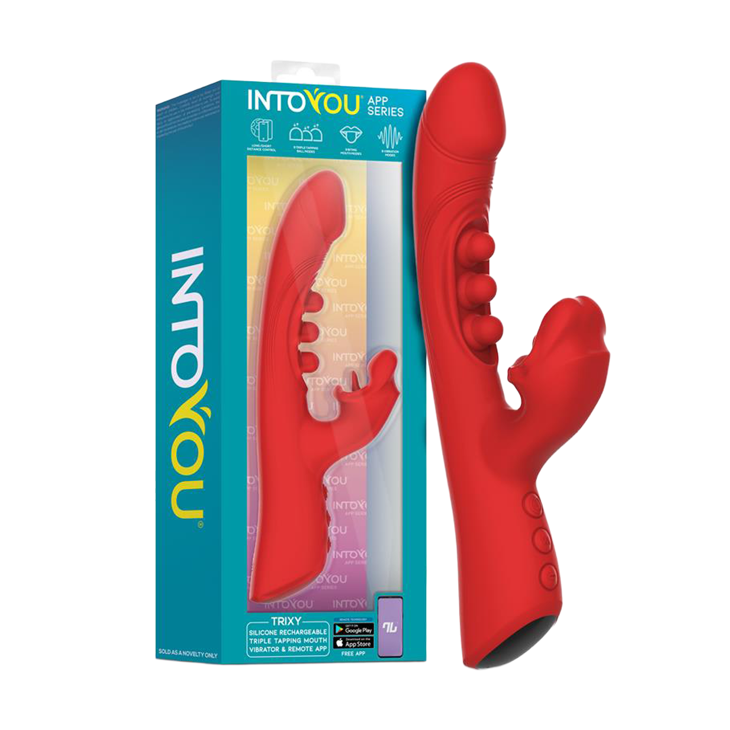 IY – Trixy – Mundvibrator mit dreifacher Klopffunktion und App-Steuerung – Rot – Bild 7