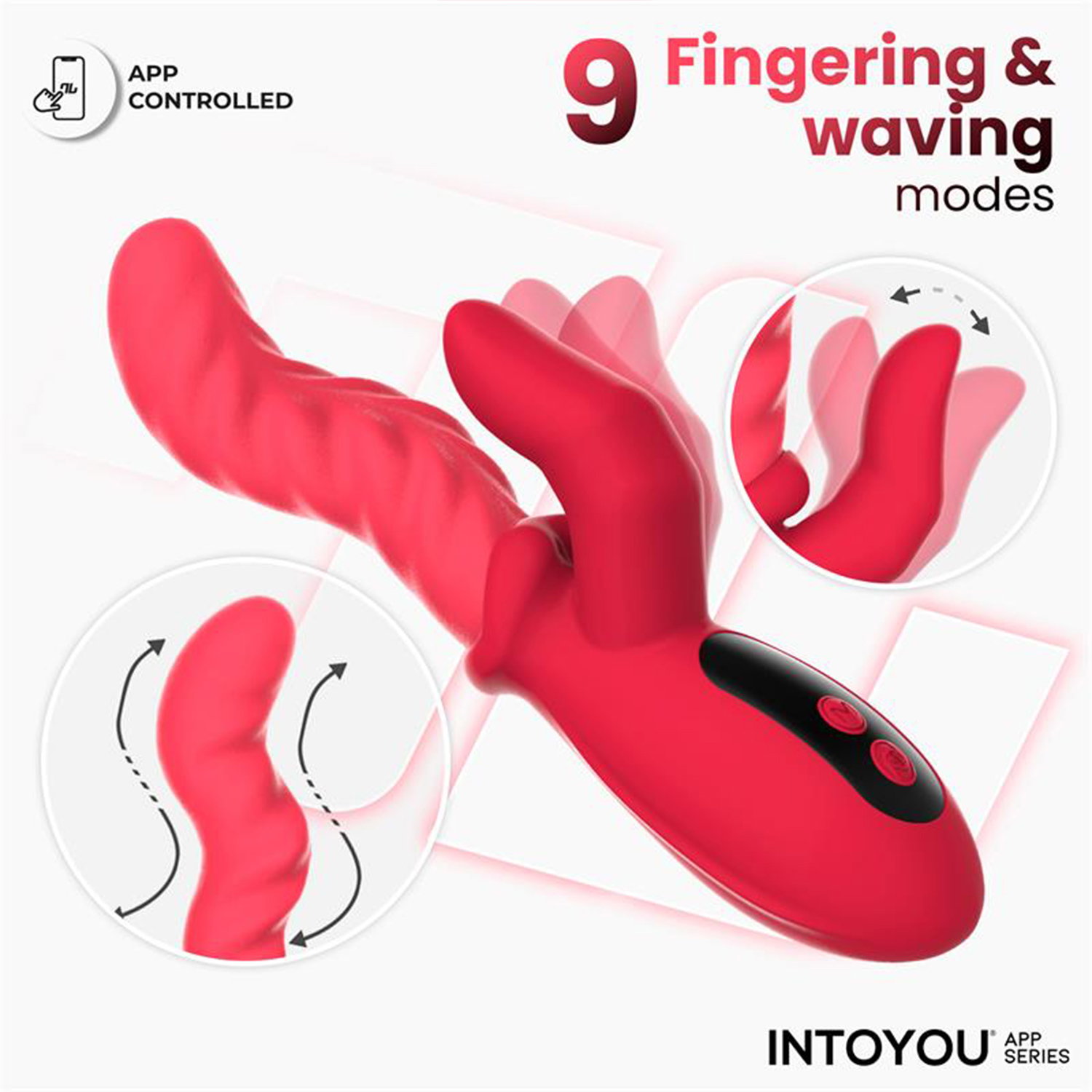 IY – Tingly – Vibrator mit Schwingfunktion und Fingeraufsatz, per App steuerbar – Rot – Bild 4