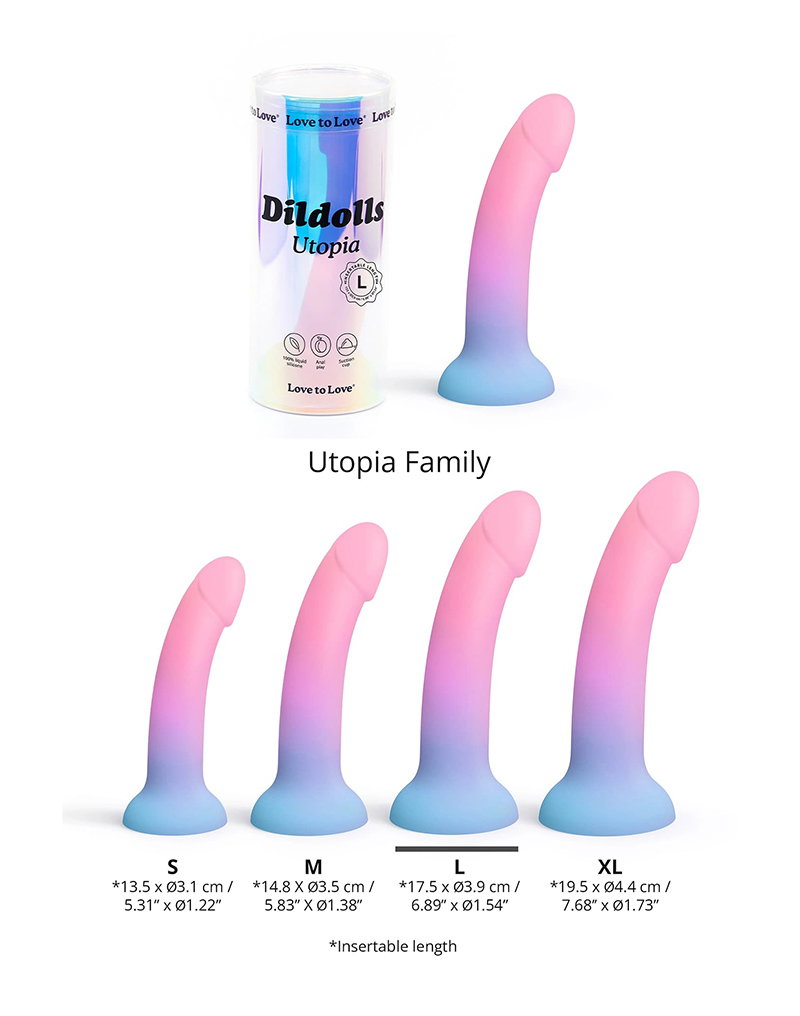 Love to Love – Utopia – Dildolls – Größe L – Rosa/Violett/Blau – Bild 7