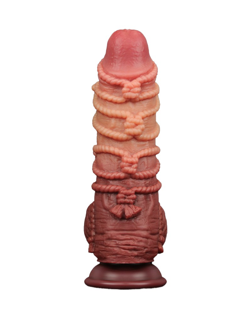 LoveToy - Extremer Dildo mit Seilmotiv 24 cm - Braun & Nude – Bild 8