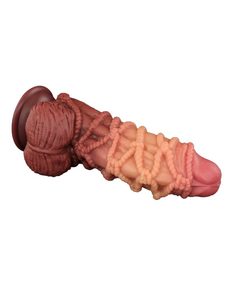 LoveToy - Extremer Dildo mit Seilmotiv 24 cm - Braun & Nude – Bild 11