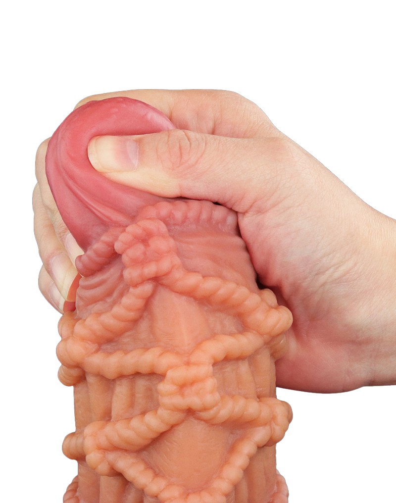 LoveToy - Extremer Dildo mit Seilmotiv 24 cm - Braun & Nude – Bild 16