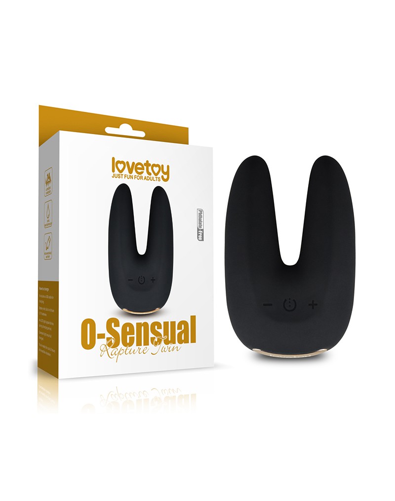 LoveToy – O-Sensual Rapture Twin – Klitoris- oder Nippel-Vibrator – Schwarz