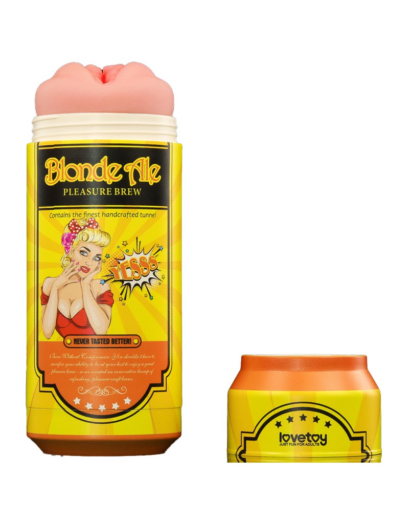 LoveToy - Pleasure Brew Blonde Ale Vagina Masturbator - Nude & Gelb – Bild 3