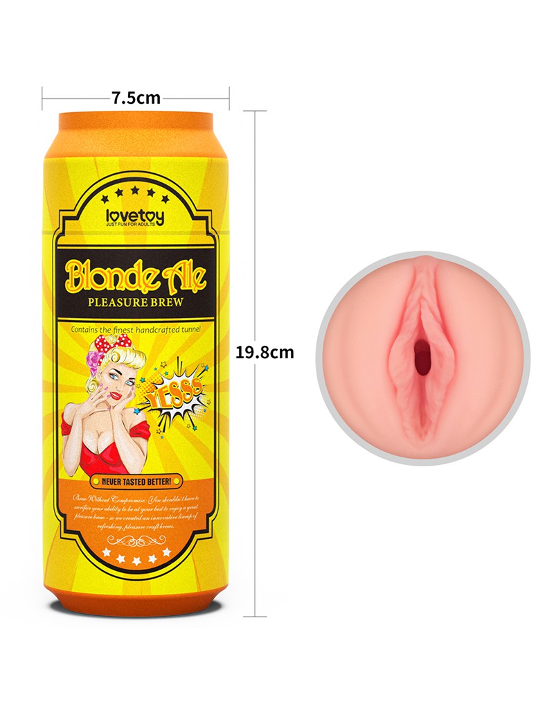 LoveToy - Pleasure Brew Blonde Ale Vagina Masturbator - Nude & Gelb – Bild 4