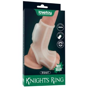 LoveToy - Ridge Knights Ring - Vibrierende Penishülle - Weiß