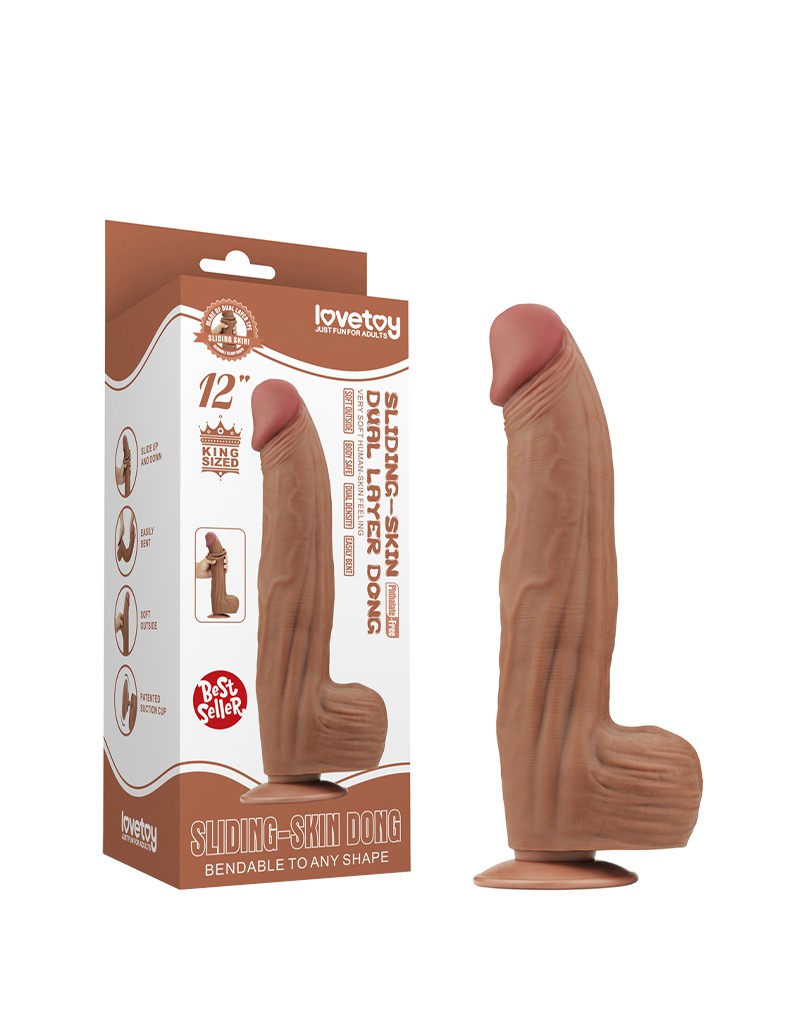 LoveToy – Sliding Skin Dildo 31 cm – Braun