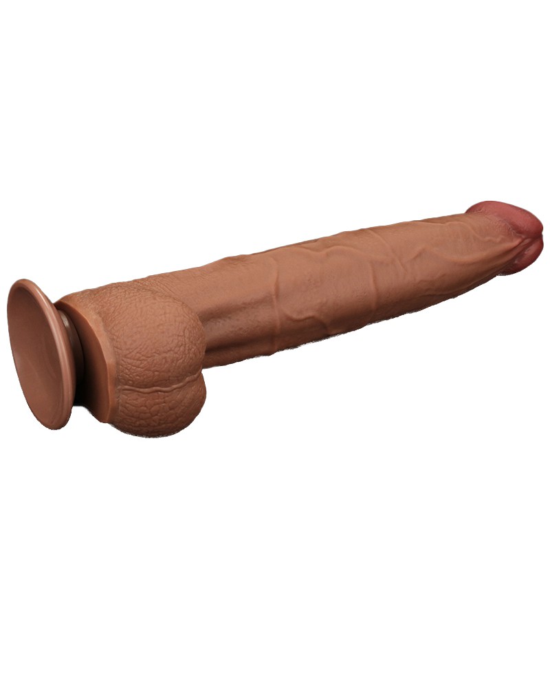 LoveToy - Sliding Skin Dildo 34 cm - Brown – Bild 5
