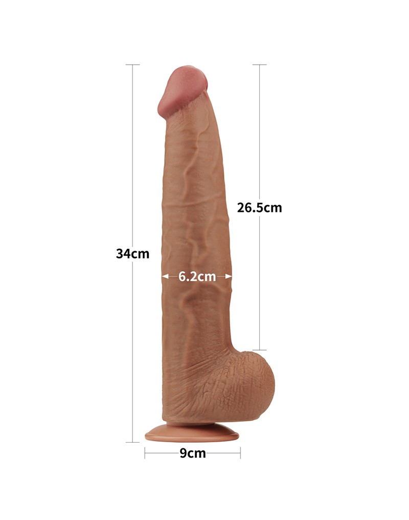 LoveToy - Sliding Skin Dildo 34 cm - Brown – Bild 3