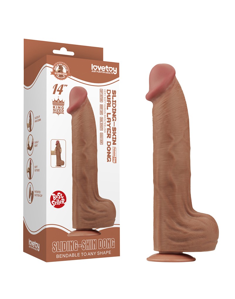 LoveToy – Sliding Skin Dildo 36 cm – Braun
