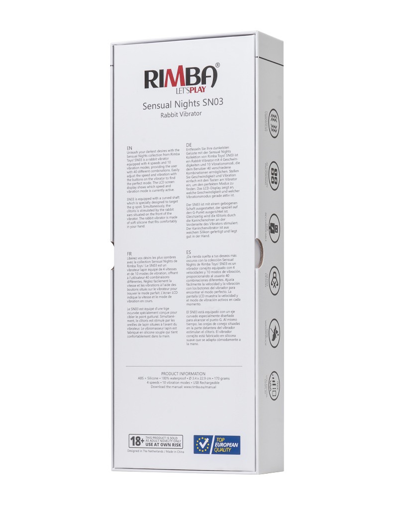 Rimba Toys - Sensual Nights SN03 - Rabbit-Vibrator - Schwarz – Bild 10