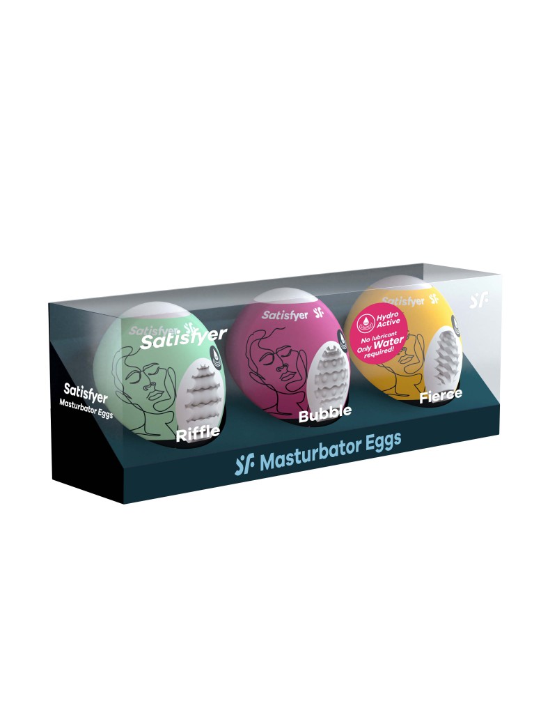 Satisfyer – Masturbator-Ei-Set (3 Stück) – Riffle, Bubble, Fierce