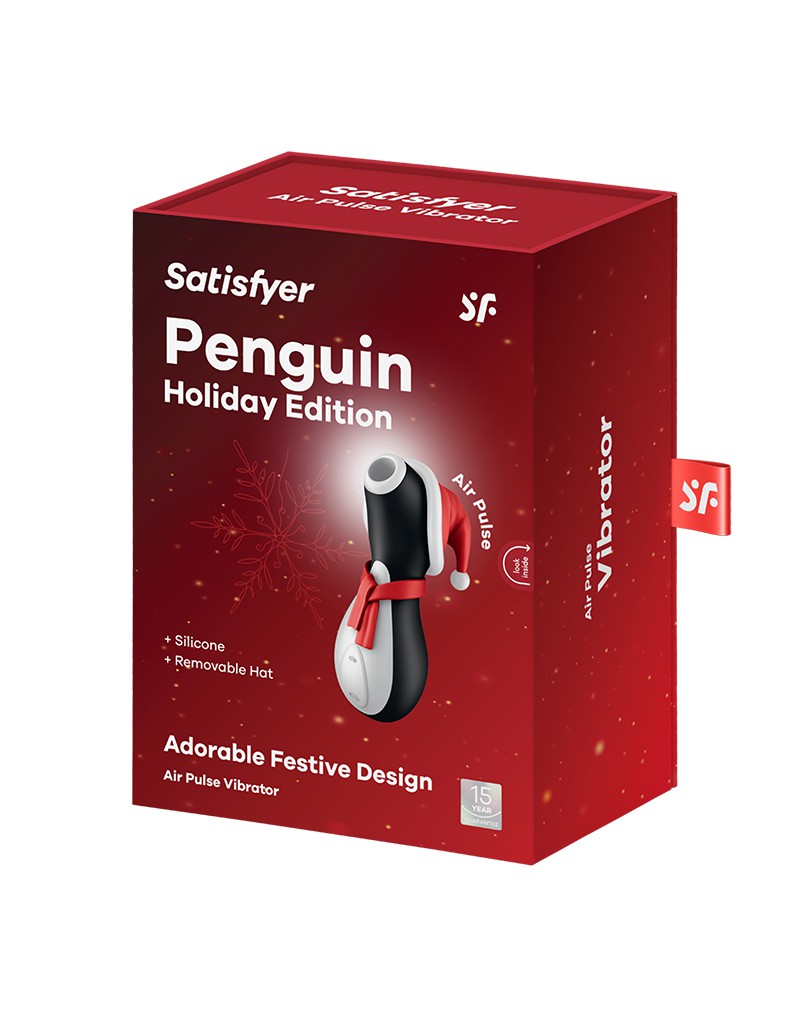 Satisfyer – Penguin Holiday Edition – Luftdruck Stimulator – Schwarz, Rot & Weiß