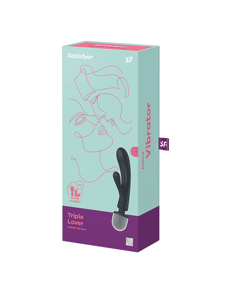 Satisfyer – Triple Lover – 2-in-1 Wand and Rabbit Vibrator – Grey